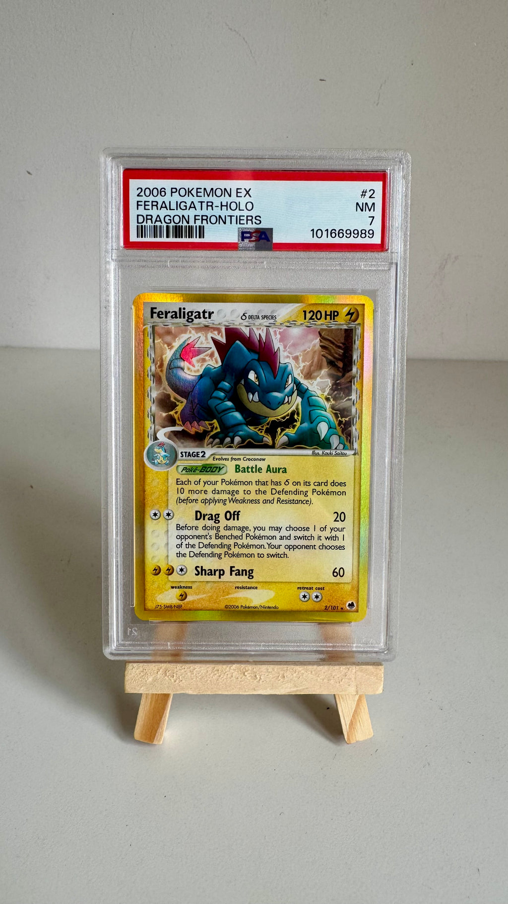 Feraligatr #2/101 - EX Dragon Frontiers Delta Species Holo - PSA 7 NM - 2006 Pokémon