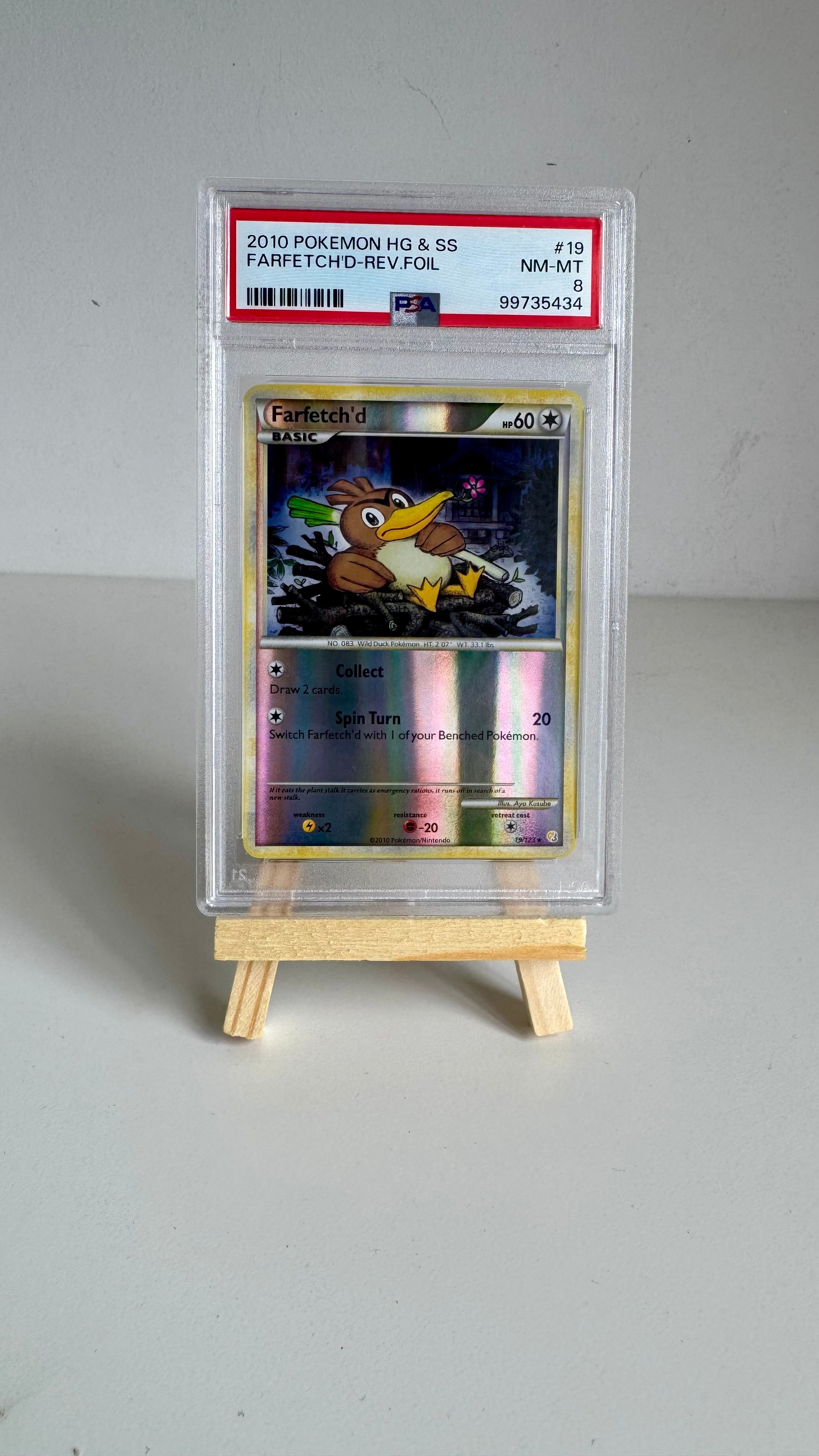 Farfetch'd #19/123 - HeartGold & SoulSilver Reverse Foil - PSA 8 NM-MT - 2010 Pokémon