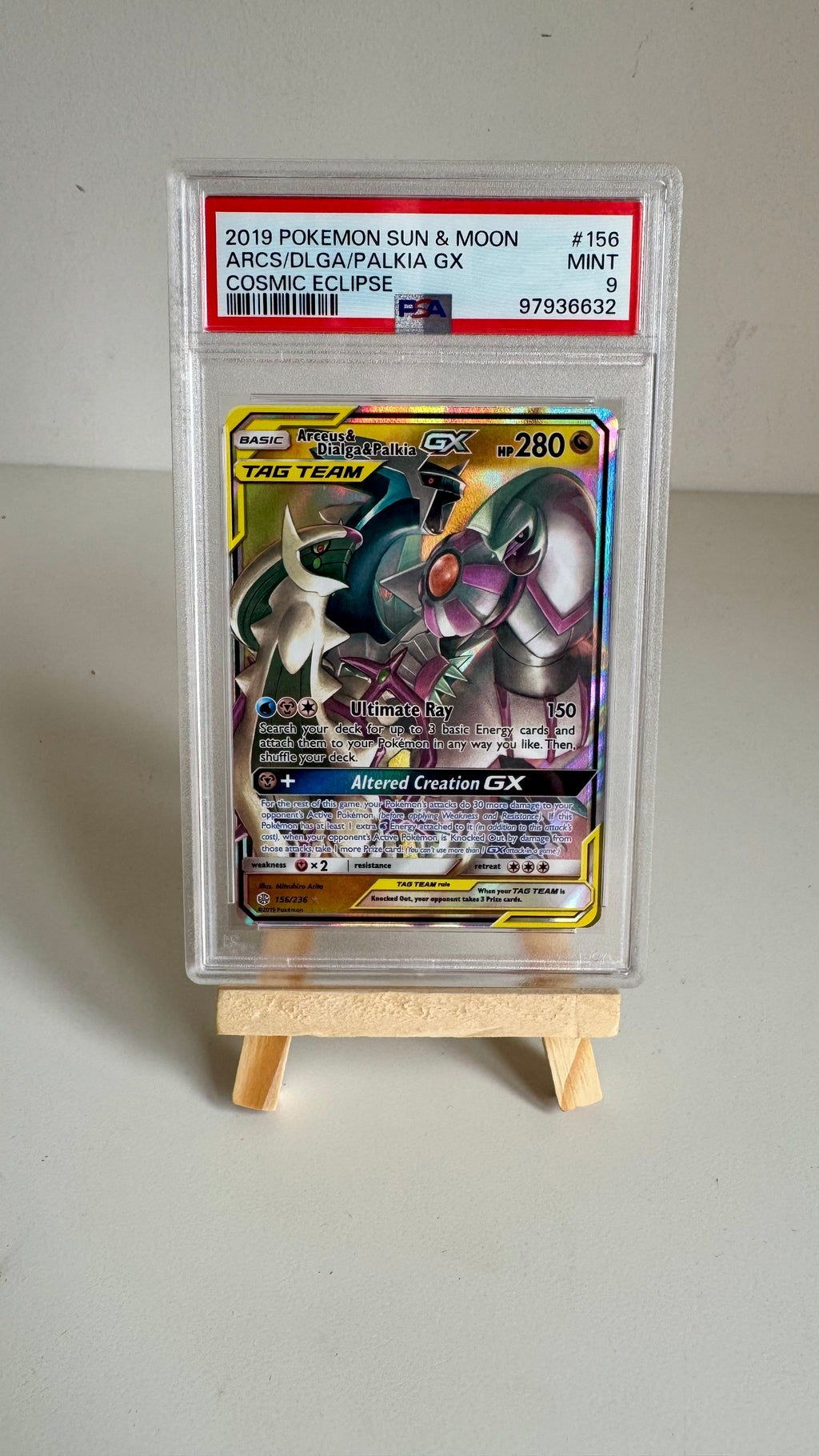 Arceus & Dialga & Palkia GX #156/236 - Cosmic Eclipse TAG TEAM - PSA 9 MINT - 2019 Pokémon