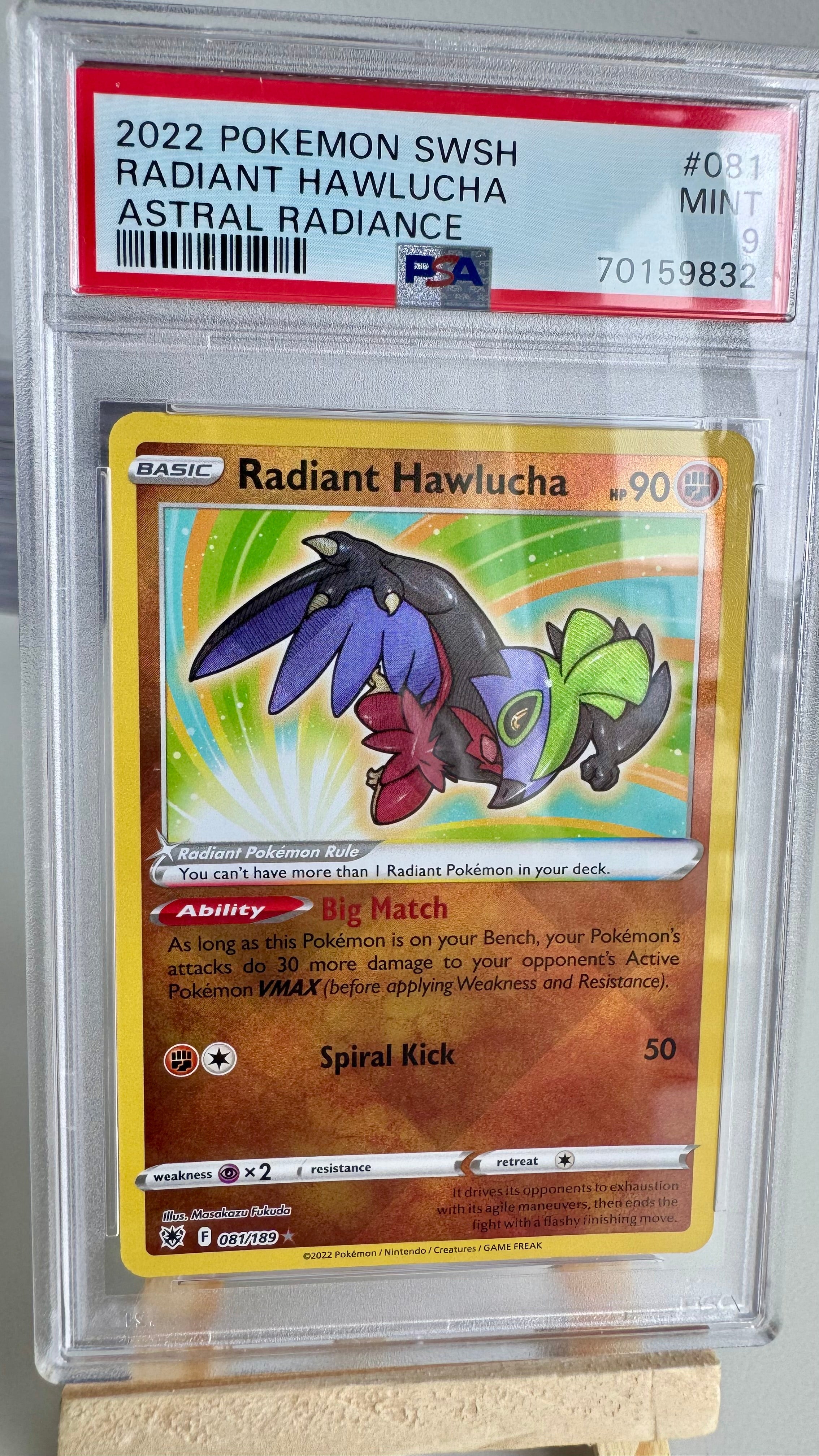 Radiant Hawlucha #081/189 - Astral Radiance - PSA 9 MINT - 2022 Pokémon