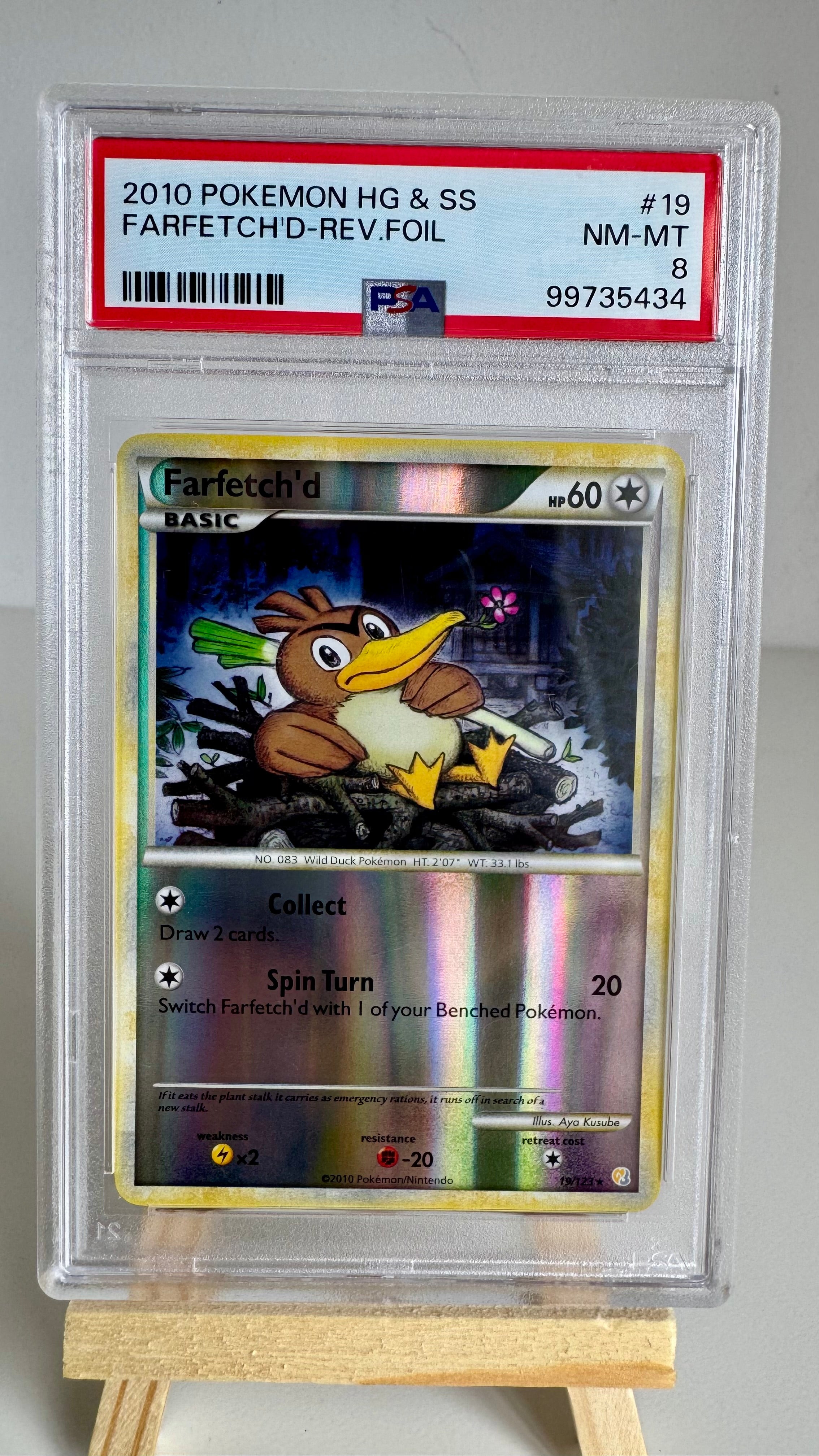 Farfetch'd #19/123 - HeartGold & SoulSilver Reverse Foil - PSA 8 NM-MT - 2010 Pokémon
